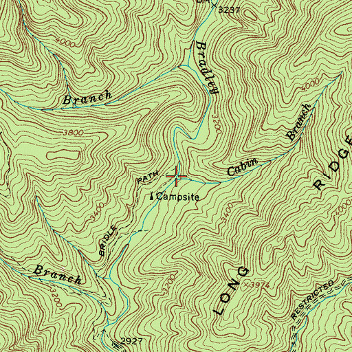 Topographic Map of Cabin Branch, NC