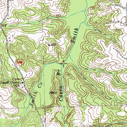 Topographic Map of Cabin Branch, NC
