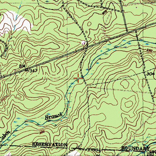 Topographic Map of Cabin Branch Mill Pond, NC