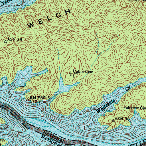 Topographic Map of Maggie Cable Cemetery, NC