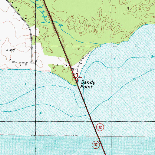 Topographic Map of Sandy Point, NC