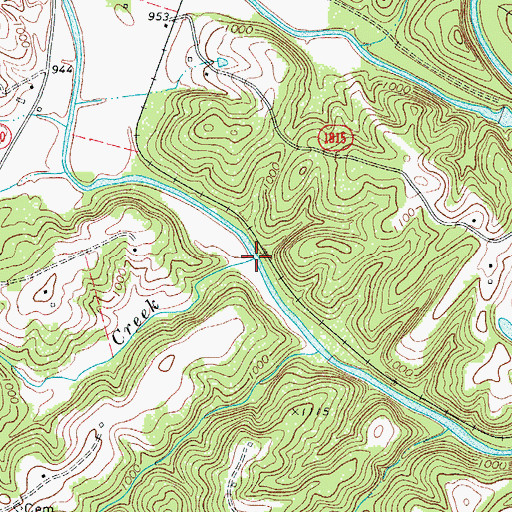 Topographic Map of Caddle Creek, NC