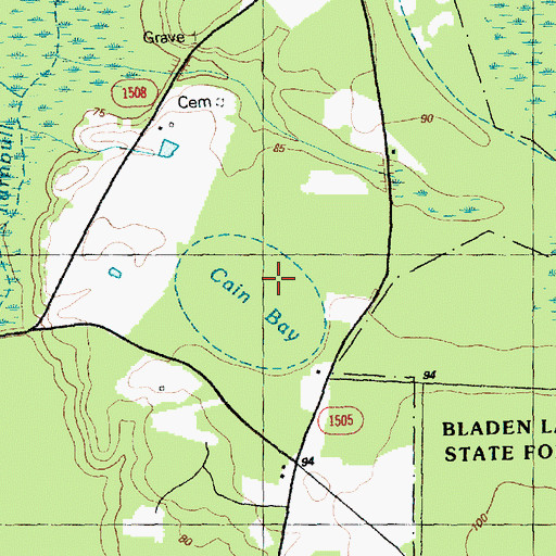 Topographic Map of Cain Bay, NC