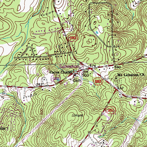 Topographic Map of Cains Chapel, NC