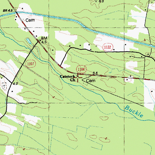 Topographic Map of Caintuck Church, NC