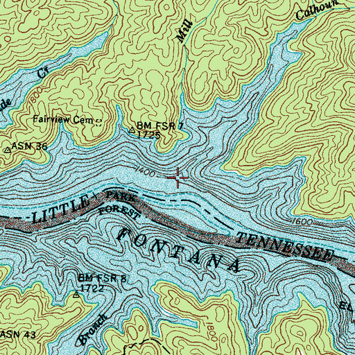 Topographic Map of Calhoun Branch, NC
