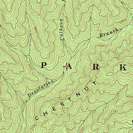 Topographic Map of Calhoun Branch, NC