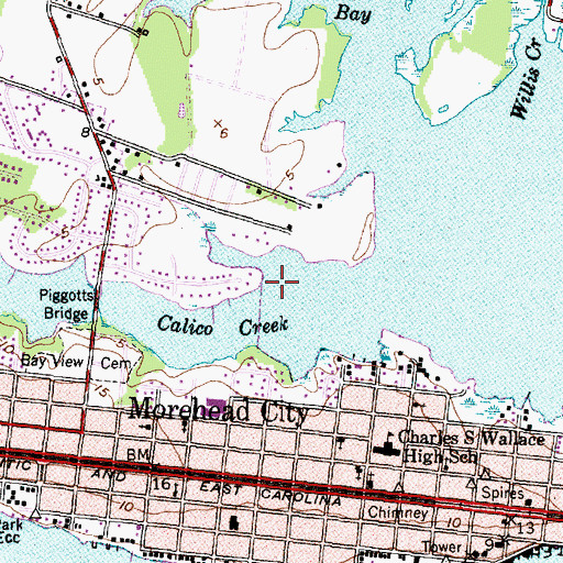 Topographic Map of Calico Creek, NC