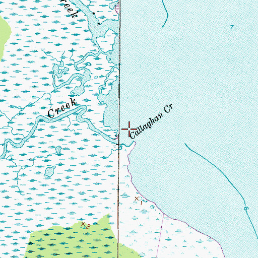 Topographic Map of Callaghan Creek, NC