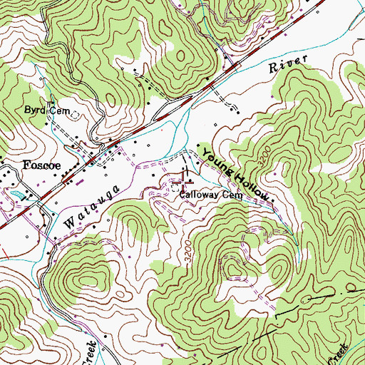 Topographic Map of Calloway Cemetery, NC