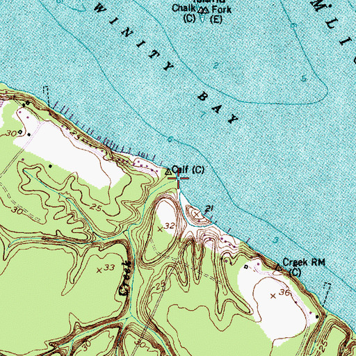 Topographic Map of Cals Creek, NC