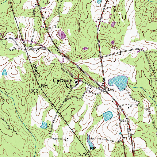 Topographic Map of Calvary Church, NC