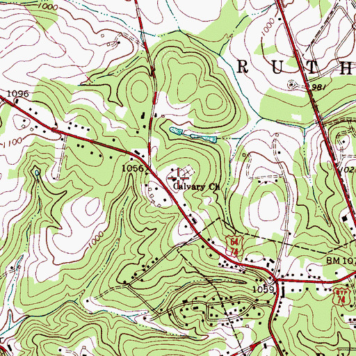 Topographic Map of Calvary Church, NC