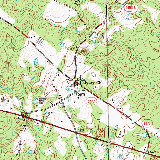Topographic Map of Calvary Church, NC