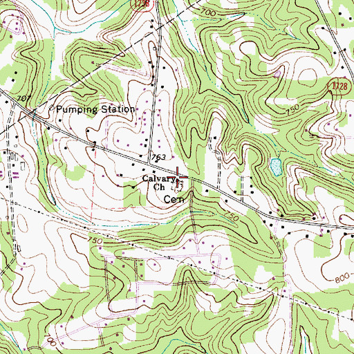 Topographic Map of Calvary Church, NC