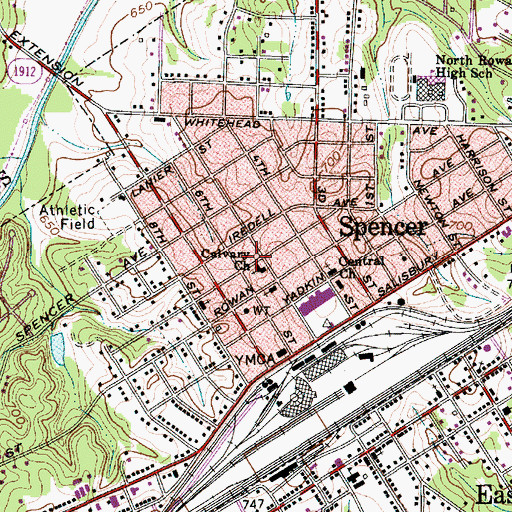 Topographic Map of Calvary Lutheran Church, NC
