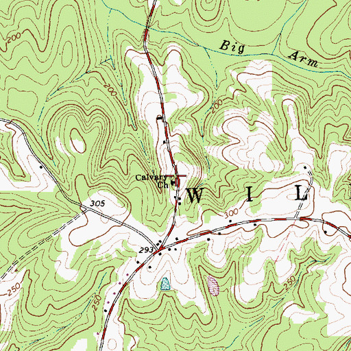 Topographic Map of Calvary Church, NC