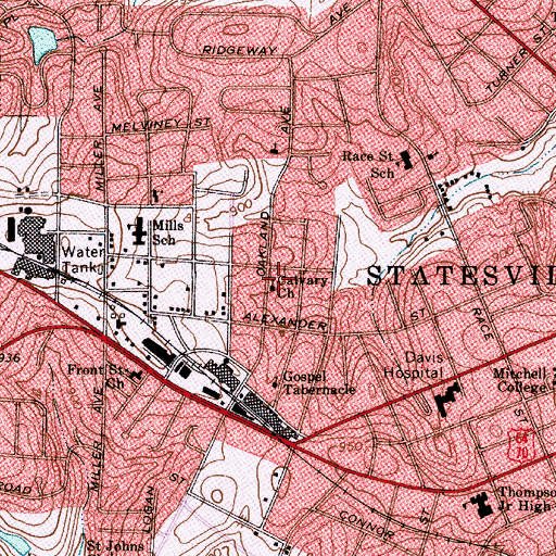 Topographic Map of Calvary Church, NC