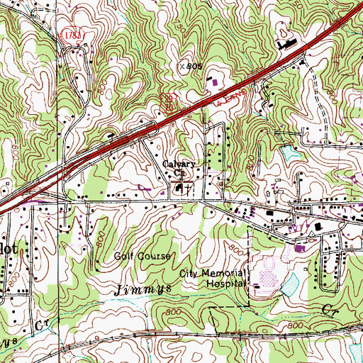 Topographic Map of Calvary Church, NC