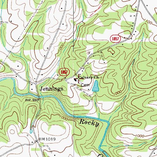 Topographic Map of Calvary Church, NC