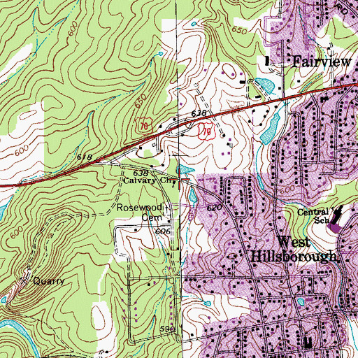 Topographic Map of Calvary Church, NC