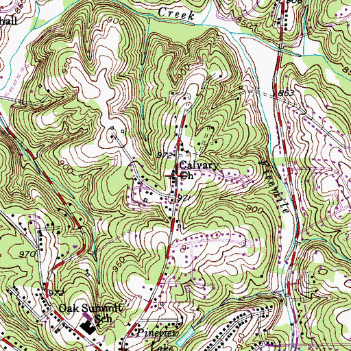 Topographic Map of Calvary Church, NC