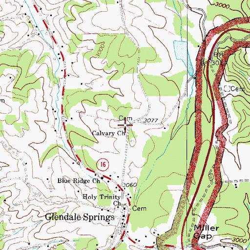 Topographic Map of Calvary Church, NC