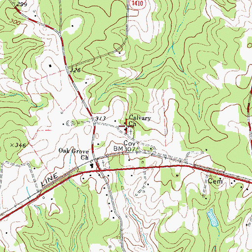 Topographic Map of Calvary Church, NC