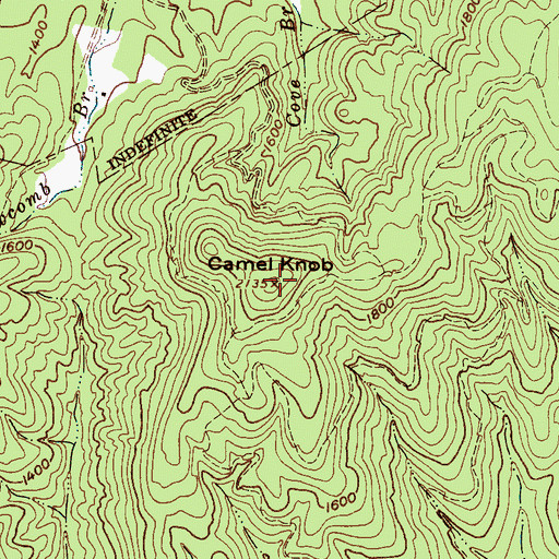 Topographic Map of Camel Knob, NC