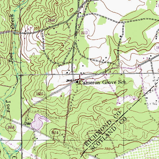 Topographic Map of Cameron Grove School, NC