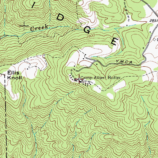 Topographic Map of Camp Albert Butler, NC