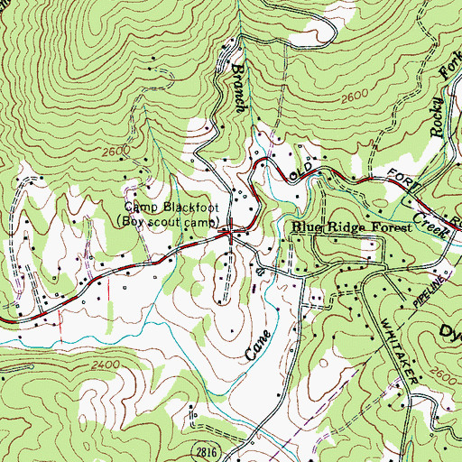 Topographic Map of Camp Blackfoot, NC