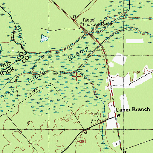 Topographic Map of Camp Branch, NC