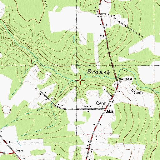 Topographic Map of Camp Branch, NC