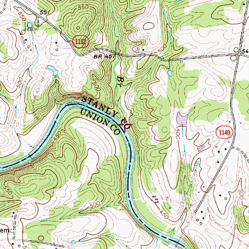 Topographic Map of Camp Branch, NC