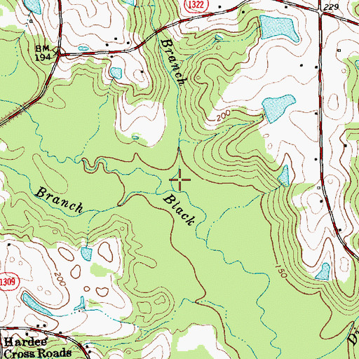 Topographic Map of Camp Branch, NC
