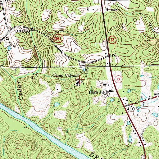 Topographic Map of Camp Calvary Church, NC