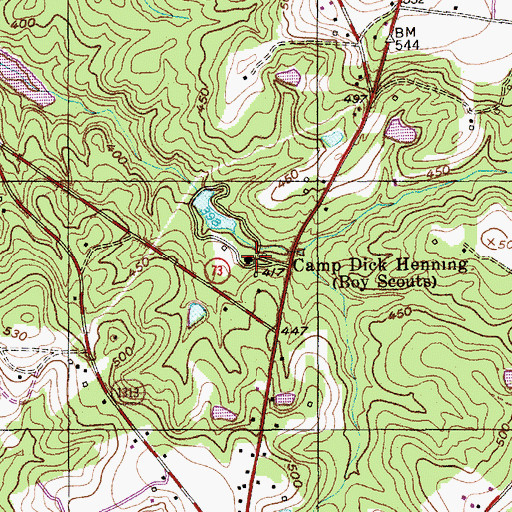 Topographic Map of Camp Dick Henning, NC