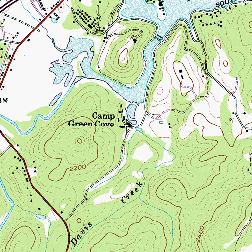Topographic Map of Camp Green Cove, NC