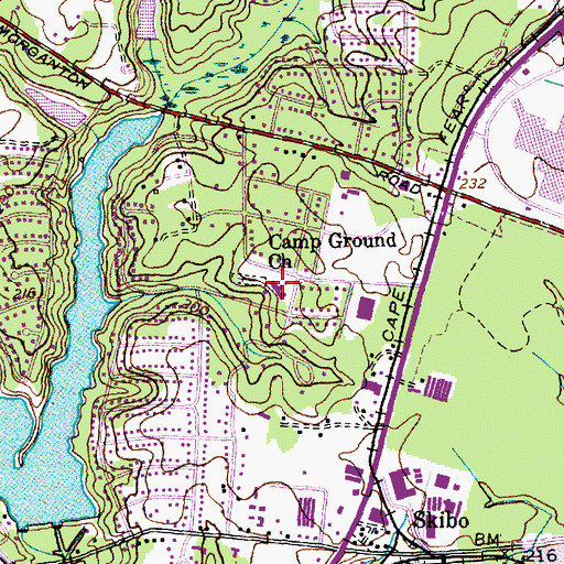 Topographic Map of Camp Ground Church, NC