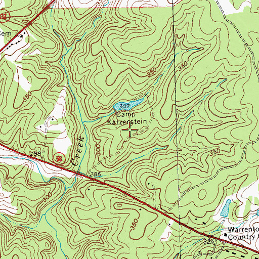 Topographic Map of Camp Katzenstein, NC