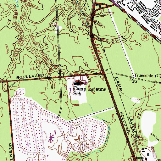 Topographic Map of Camp Lejeune School, NC