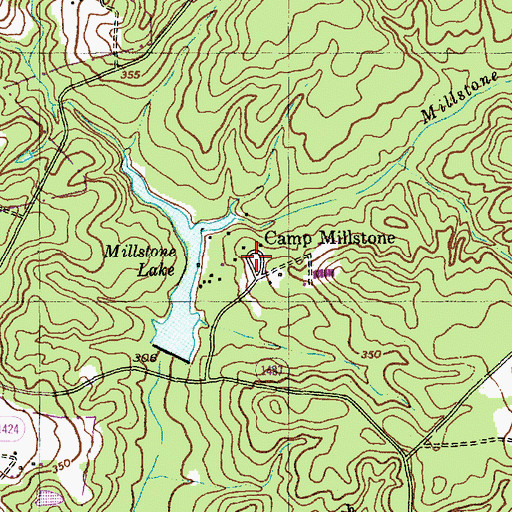 Topographic Map of Camp Millstone, NC