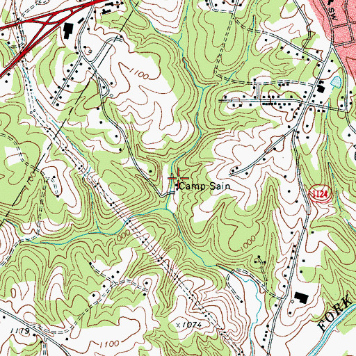 Topographic Map of Camp Sain, NC
