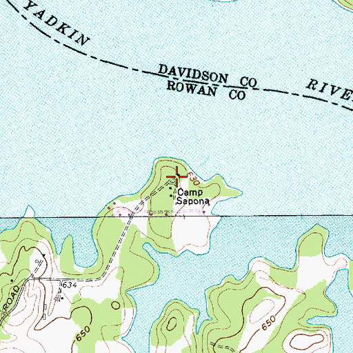 Topographic Map of Camp Sapona, NC