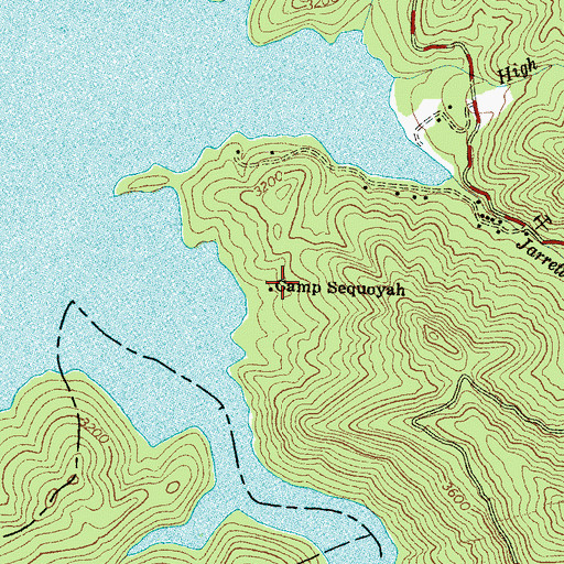 Topographic Map of Camp Sequoyah, NC