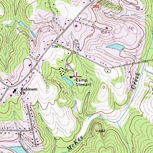 Topographic Map of Camp Stewart, NC