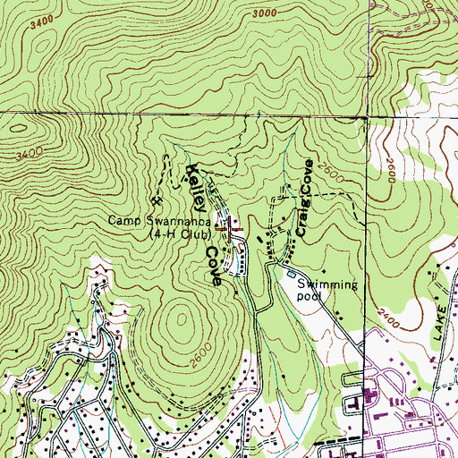 Topographic Map of Camp Swannanoa, NC