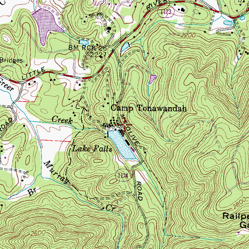 Topographic Map of Camp Tonawandah, NC