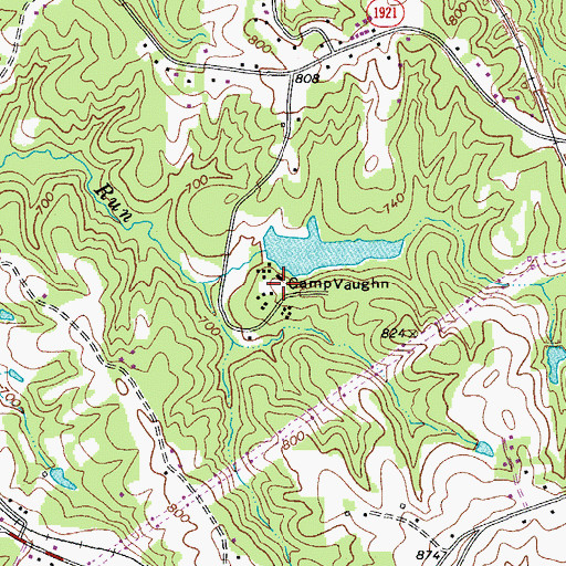 Topographic Map of Camp Vaughn, NC